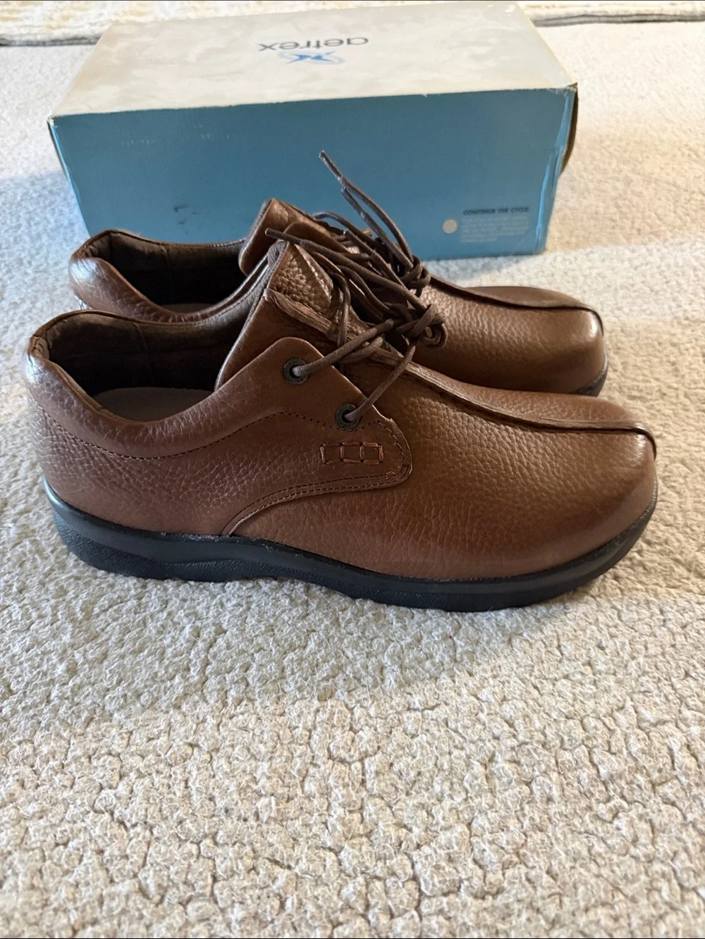 Aetrex Men's Brown Leather Slip-On Lace Casuals 12W New